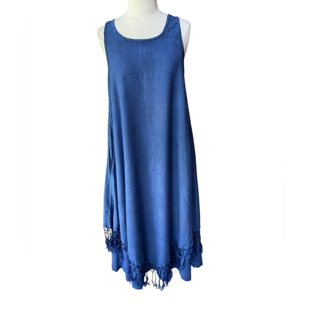 1990s Advance Apparels, Made in India, 100% Rayon Fringe Tank Dress